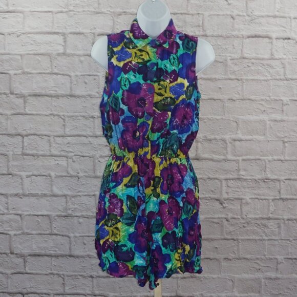 Vintage 80s Floral Romper - Picture 1 of 9